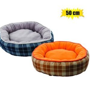 Pet bed fleece round w/sides 50cm tartan