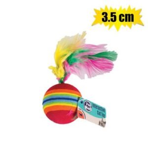 Pet cat toy ball w/feathers 3.5cm pdq