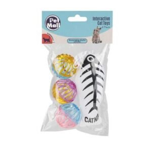 Pet cat toy balls + fish 4 pack