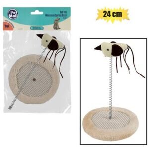 Pet cat toy mouse on springs base 24cm