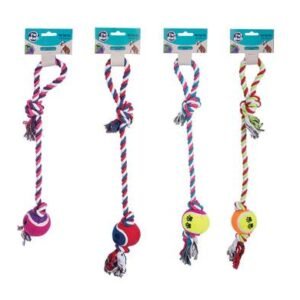 Pet dog toy tug-a-ball tennis